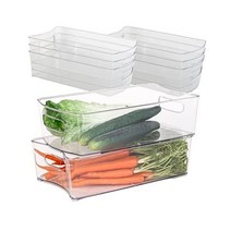 Smart Design 손잡이가 달린 쌓을 수 있는 냉장고 보관함 - 8팩 BPA 프리 냉동고 사용 가능 냉장고 식료품 저장실 가정 차고 정리함 20 3 x 35 6cm(8 14인, 8 x 14 Inch