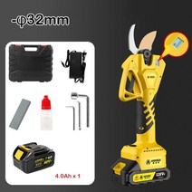 충전 전지가위 고지 가위 asoyoga 전기 전정 가위 배터리 32mm 40mm 브러시리스 무선 배터리 pruner makita 18v 용 정원 전정 가위, 32mm 4.0ah x 1, 유럽 ​​연합