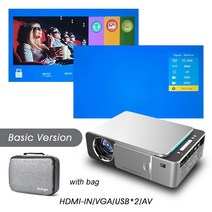 빔프로젝터 Salange-T6 미니 프로젝터 1080P 지원 4K LED 4500 루멘 HDMI USB 휴대용 홈 시어터 WIFI 미러, [02] Basic add Bag