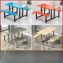 야외 매점 테이블 4인 6인 8인 야외식탁 식당 일체형, 6인 방화보드 160x60x75