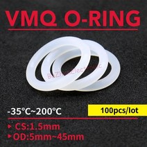 고무와셔 오링 실리콘 구리 스텐 100pc 두께 cs 1.5mmod 5 45mm o 링 가스켓 식품 등급 방수 와셔 고무 절연 라운드 o 모양 씰 화이트, 45mm에서, 하얀, 1.5mm