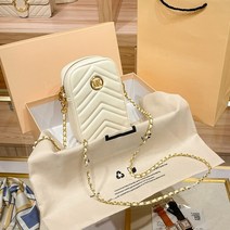 튜브펌프홍콩 정품 가죽 휴대폰 새로운 유행 봄과 여름 고급 체인 미니 어깨, 01 Creamy White