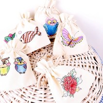 민화 복주머니 만들기/ 캔버스천 복주머니 밑그림 DIY, 부엉이 한마리 복주머니