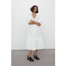 ZARA 봄 드레스 반팔 자수 롱 원피스