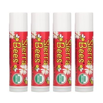 Sierra Bees 오가닉 립밤 석류 4팩 각 4.25g(0.15oz), One Color_One Size, One Color_One Size, One Color