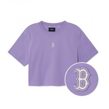 MLB 여성 베이직 중앙 스몰로고 크롭 반팔 티셔츠 BOS (Neon Lavender) (KM147607)