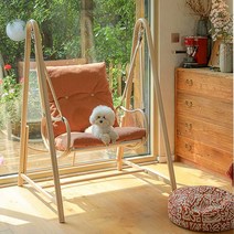 벤치 그네 카페 감성 스윙 그네 인스타 인테리어, 아몬드 화이트화이트티 2인 (쿠션 베개 무료)