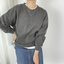 쭈리 피그먼트 워싱 오버핏 루즈핏 구제 빈티지 긴팔 맨투맨 티셔츠 회색 베이지 네이비