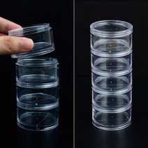 [미스릴리] 중형 5단 원형 투명 케이스 크림 화장품 비즈 보관 함, 기본