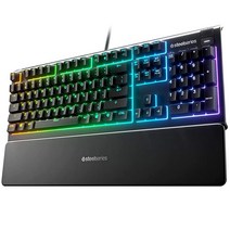 스틸 시리즈 Apex 3 RGB 게이밍 키보드 10존 RGB 조명 프리미엄 마그네틱 손목 받침대, Whisper Quiet – Tactile Sil