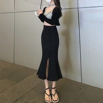 로필 / 슬림핏 머메이드플레어슬릿롱스커트