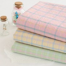 자투리 면20수워싱선염 파스텔체크 택1, 면20수워싱선염 파스텔체크 핑크