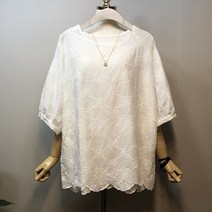 라임브릿지 플립 아사 자수 블라우스
