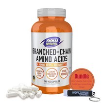 Worldwide Nutrition 번들 2개 품목: Now Sports 분지쇄 아미노산 류신 이소류신 및 발린 함유 240 식물성 캡슐 회복 면역 기능 향상 다목적 키체인