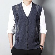 남성 남자 니트 브이넥 티 조끼 가을 겨울 가디건 캐주얼 스웨터 넉넉한 민소매 아우터웨어