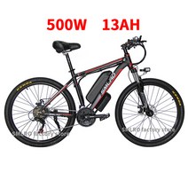 전기 자전거 강력한 500W 1000W 모터 산악 자전거 21 속도 26 인치 SMLRO 48V13AH 큰 배터리 이동식 리튬 배터리, 블랙 레드 -500W13AH, 중국