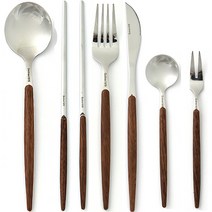 퀴드노비 티타늄코팅 양식기세트 4P 커트러리세트 수저세트, 6종(실버)