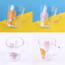 홈앤키즈 카카오프렌즈 투명 클리어 양치컵 ( 라이언 어피치) 유아 어린이 물컵, 어피치