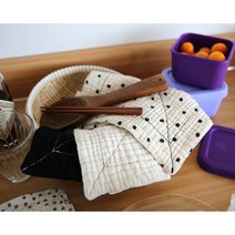 (스몰띵굿띵) 키친크로스 면행주 거즈행주 요루행주 11종 제로웨이스트 주방핸드타월, 3. 땡땡이 블랙 정사각형