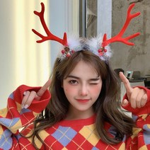 사슴뿔 헤어밴드 크리스마스 머리띠 인생네컷 촬영 소품 머리 장식 파티, A