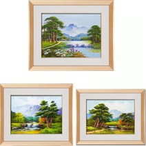 (진품) 국내 유명 화가분이 직접 그린 진품 생기 물 풍경화그림 액자 부자되는 배산임수 산수화 풍경 액자 풍수 유화 현관 거실 사업장 침실 사무실 풍수에좋은 소나무 그림, 19번 그림