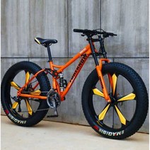 팻바이크 산악용 산악 오프로드 바퀴큰자전거 광폭자전거, 오렌지색 (스포크 휠) 7단 24인치