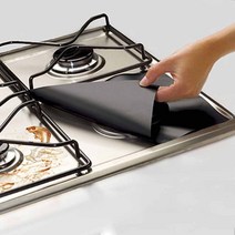 [유니원] 가스렌지 음식물 자국 기름튐방지 꾸어꾸어 가스렌지매트 4p, 블랙  4p