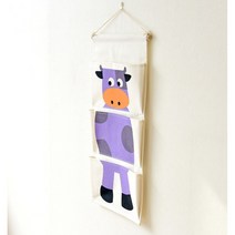 벽걸이 수납 포켓 월포켓 벽수납 소품걸이, 3단벽걸이주머니(젖소)