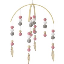 AONTUS 아기 침대 천장 모빌 여아용 나무 비즈 어린이 소년 아기 침실 디자이너 아기방 기쁨, Foliage