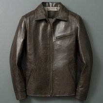 남자 남성 가죽 라이더 트러커 자켓 점퍼 순수 천연 오일 왁스 스킨 소가죽 재킷 남성용 클래식 슬림핏 송아지 코트 봄 및 가을