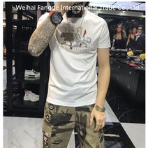 십전십미 여름 남자 핫드릴 라운드 반팔 티셔츠