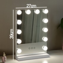 메이크업샵 조명 거울 삼색 무드등 버튼식 연애인 화장 웨딩 메이크업 대형 LED 사각 미러, 세로형 화이트 27.39+무극조광(충전형)