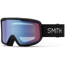 스미스 스노우고글 Frontier Low Bridge Fit Goggles, Black/Blue Sensor Mirror