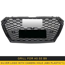 CarManGo 전면 그릴 네트 어셈블리 프레임 장식 아우디 A4 S4 A5 S5 B9 2017 2020 에 적합 자동 교체 외부 부품레이싱, Silver A5 S5 B9 A