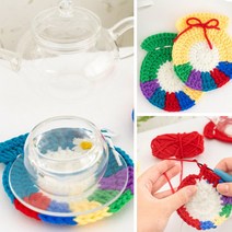 민화샵 코바늘뜨기 복주머니 티코스터 만들기 손뜨게 감성소품 diy 패키지 컵받침 패브릭 컵받침만들기, 민화샵 코바늘 복주머니 티코스터
