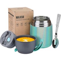 써모스 도시락 보온 식품 용기 17온스 스푼 세트 Food Jar Set, A-1 팩-지피콕