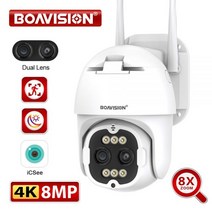 4K 8mp 2.8mm -12mm 듀얼 렌즈 8 배 줌 PTZ 와이파이 IP 카메라 2K 4mp 실외 AI 인간 추적 2 방향 오디오 스마트 홈 보안 카메라, 06 4K 8MP 32G TF_02 미국 플러그