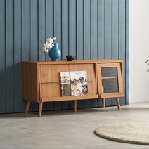 베르디안 카페라 원목 전면책장 겸용 장식장 TV거실장 1100, 월넛