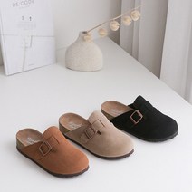 (남여공용) 프리티슈 커플 스웨이드 벨티드장식버캔 블로퍼 뮬 슬리퍼 (1cm)
