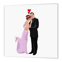 3dRose ht_60027_1 Bride and Groom-Iron on Heat Transfer Paper for White Material 8 by 8-Inch, 1