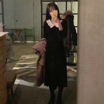 [호랑이부부] 상표등록업체 카라 롱 겨울원피스 하객룩