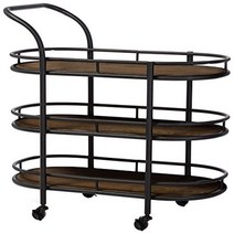Baxton Studio Karlin Rustic Industrial Style Antique Textured Metal Distressed Wood Mobile Kitchen B, 1