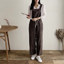 여자 캐주얼 골덴 코듀로이 멜빵 바지