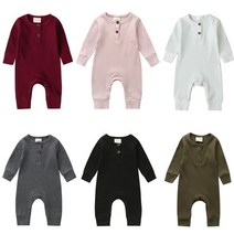 204210 골지 아기 옷 60-100 투버튼 신생아 돌복 베이직 우주복 유아 예쁜