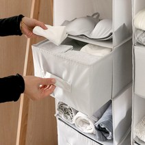 [리앤윤] 걸이식 수납 보관함 옷장 정리 걸이형 정리함 수납함 드레스룸 걸이 행잉 오거나이저, 서랍_그레이, 1개