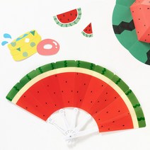 율아트 휴대용 접이식 수박 부채 초등학생 여름 만들기 세트 과일 손 부체