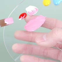 투명 물감 팔레트 타원형 미니 평면 미술 손잡이구멍