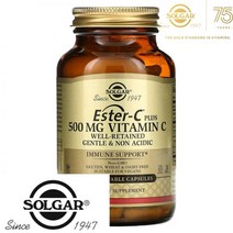 솔가 Ester-C 플러스 비타민C 아스코르브산 500mg 식물성 100캡슐, 100 Count