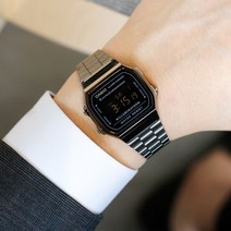 카시오 차콜 크롬 메탈 블랙 손목시계