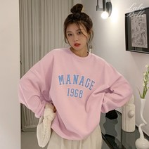 라라벨 여성용 기모 맨투맨 매니지 루즈핏 기모맨투맨 티셔츠